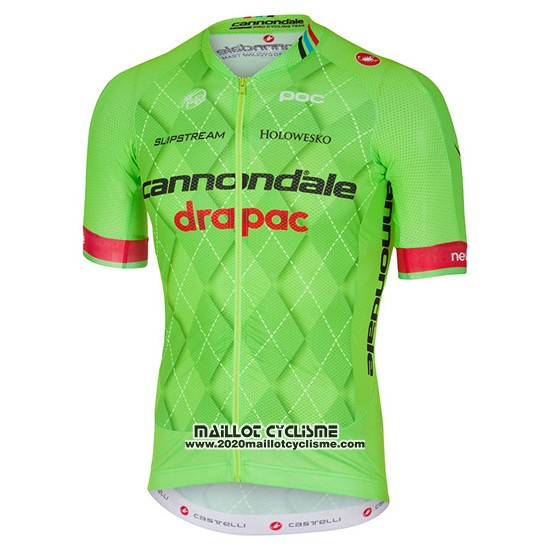 2016 Maillot Ciclismo Cannondale Drapac Vert et Noir Manches Courtes et Cuissard